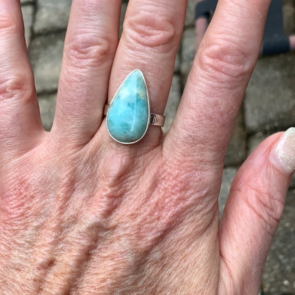 LARIMAR 925 STERLING SILVER RING, SIZE 7.5